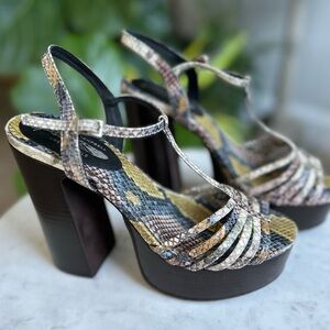 Jeffrey Campbell Free People Collab Multi Snake Print Leather Strappy Platforms